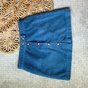 BDG Blue Corduroy Button Mini Skirt